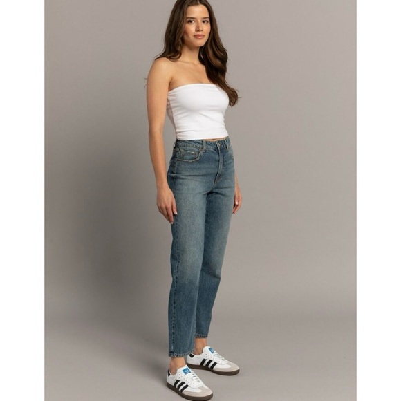 RSQ Denim - RSQ High Rise Straight Leg Jeans Women’s 25 Blue Medium Wash Classic Stretch